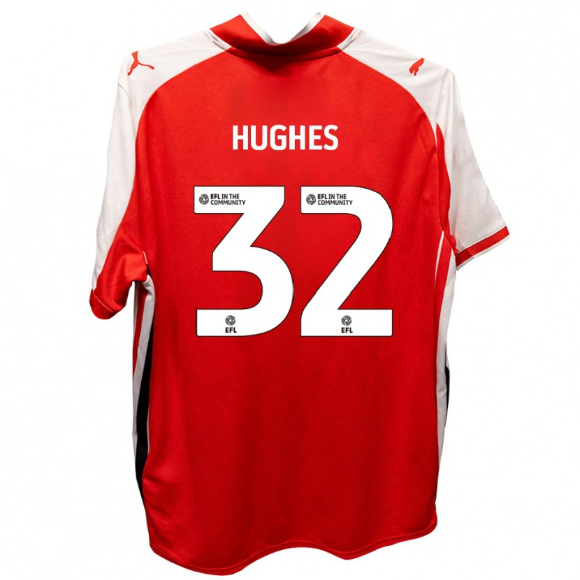 Danxen Kinderen Kayden Hughes #32 Rood Wit Thuisshirt Thuistenue 2025/26 T-Shirt
