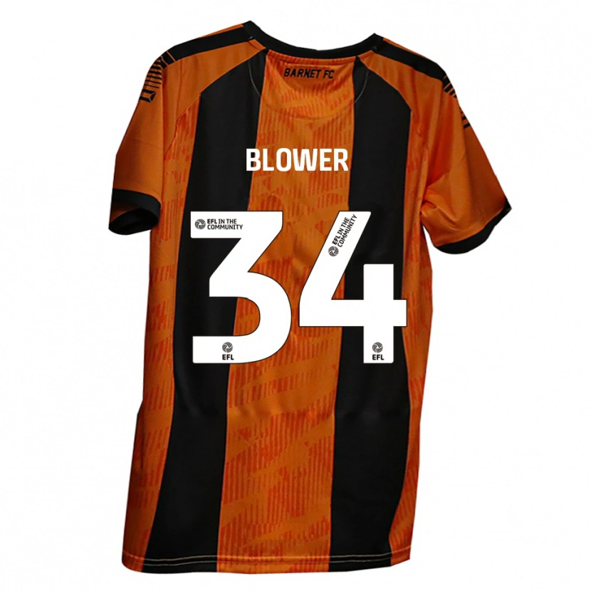 Danxen Kinderen Jack Blower #34 Oranje Zwart Thuisshirt Thuistenue 2025/26 T-Shirt