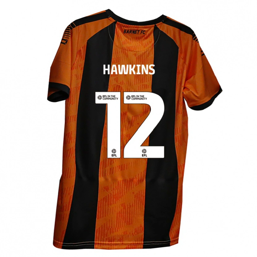 Danxen Kinderen Oli Hawkins #12 Oranje Zwart Thuisshirt Thuistenue 2025/26 T-Shirt