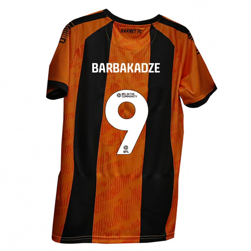 Danxen Kinderen David Barbakadze #9 Oranje Zwart Thuisshirt Thuistenue 2025/26 T-Shirt