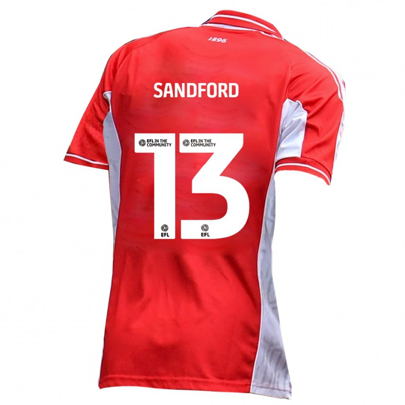 Danxen Kinderen Ryan Sandford #13 Rood Wit Thuisshirt Thuistenue 2025/26 T-Shirt