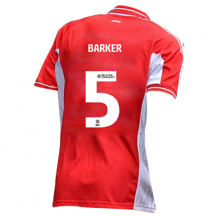 Danxen Kinderen Charlie Barker #5 Rood Wit Thuisshirt Thuistenue 2025/26 T-Shirt