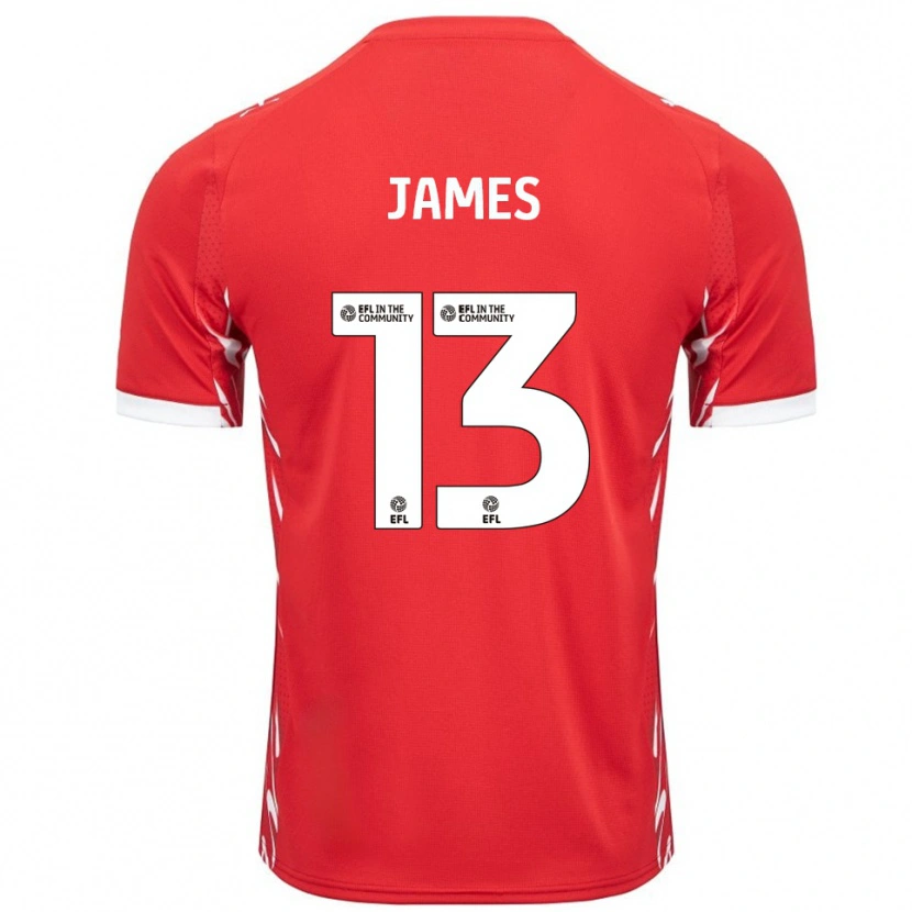 Danxen Kinderen Dominic James #13 Rood Wit Thuisshirt Thuistenue 2025/26 T-Shirt