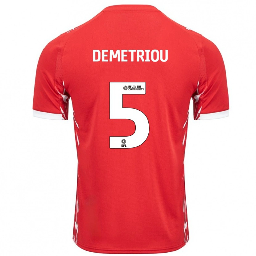 Danxen Kinderen Mickey Demetriou #5 Rood Wit Thuisshirt Thuistenue 2025/26 T-Shirt