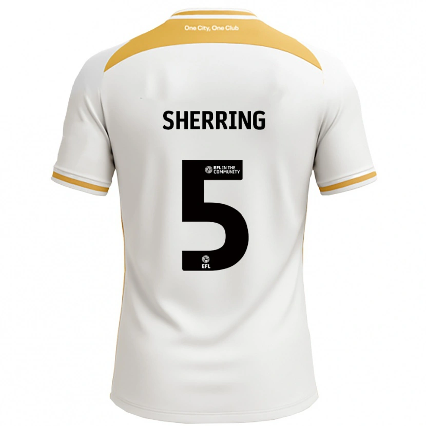 Danxen Kinderen Sam Sherring #5 Wit Goud Thuisshirt Thuistenue 2025/26 T-Shirt