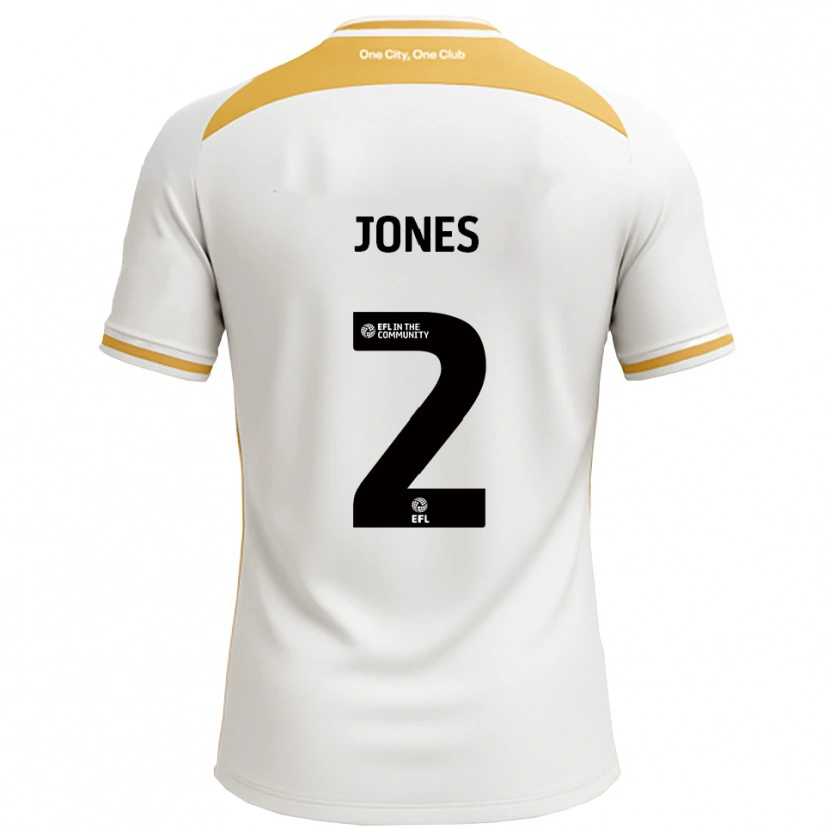 Danxen Kinderen Gethin Jones #2 Wit Goud Thuisshirt Thuistenue 2025/26 T-Shirt