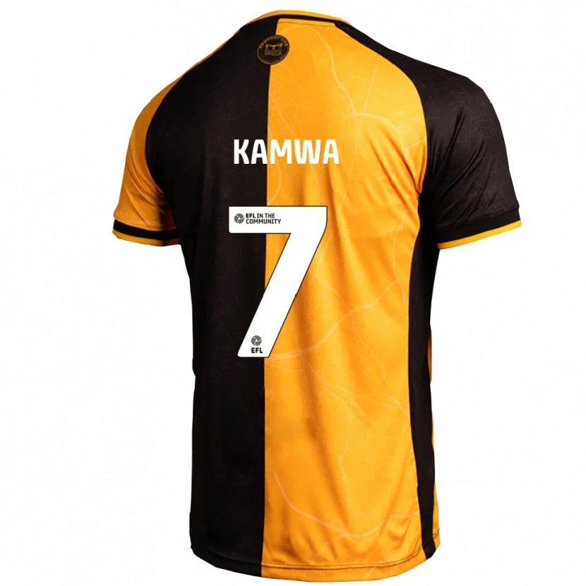 Danxen Kinderen Bobby Kamwa #7 Geel Zwart Thuisshirt Thuistenue 2025/26 T-Shirt