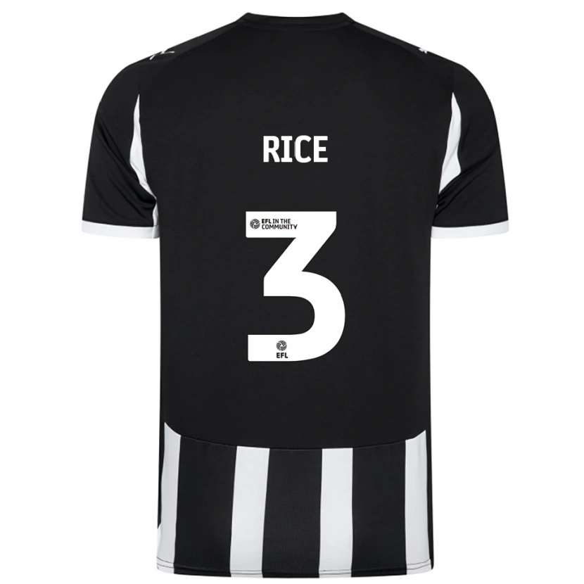 Danxen Kinderen Alfie Rice #3 Zwart Wit Thuisshirt Thuistenue 2025/26 T-Shirt