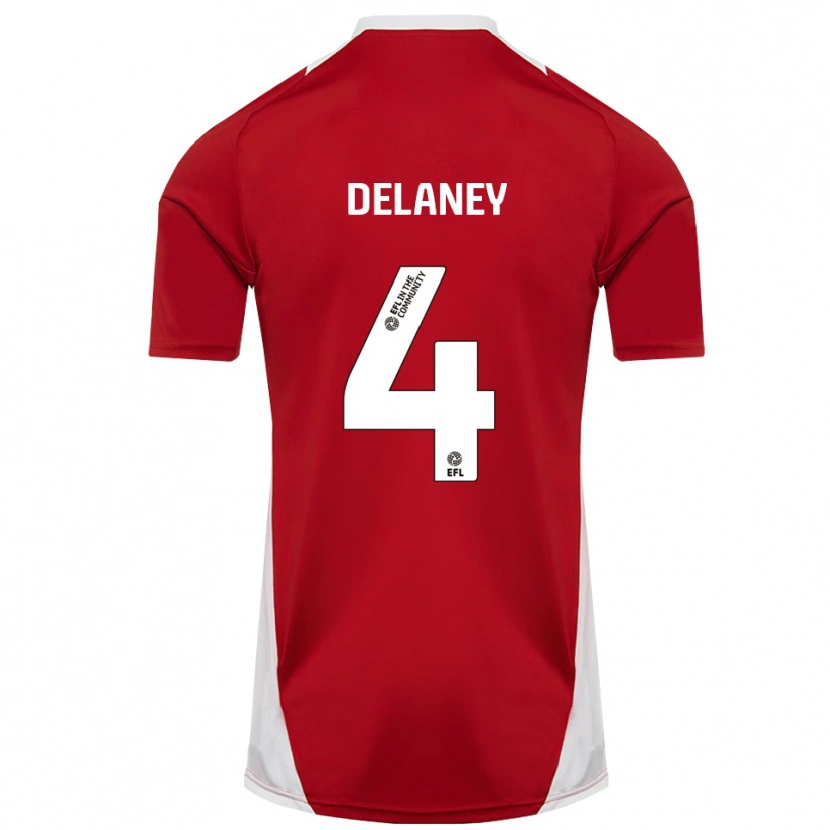 Danxen Kinderen Ryan Delaney #4 Rood Wit Goud Thuisshirt Thuistenue 2025/26 T-Shirt