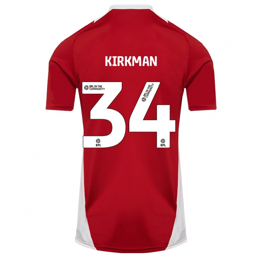 Danxen Kinderen Billy Kirkman #34 Rood Wit Goud Thuisshirt Thuistenue 2025/26 T-Shirt