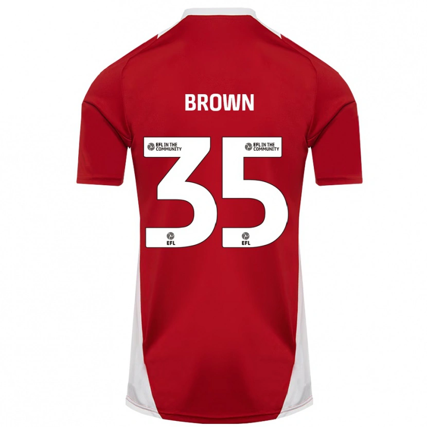 Danxen Kinderen Jaxon Brown #35 Rood Wit Goud Thuisshirt Thuistenue 2025/26 T-Shirt