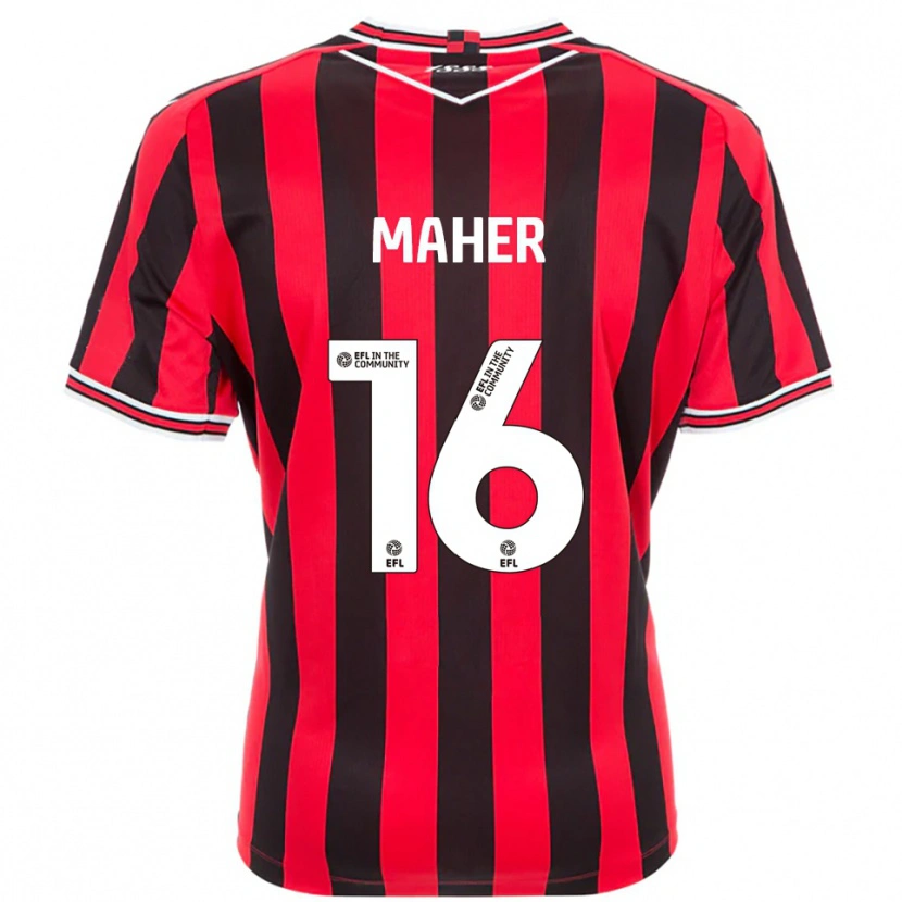 Danxen Kinderen Ronan Maher #16 Rood Zwart Thuisshirt Thuistenue 2025/26 T-Shirt