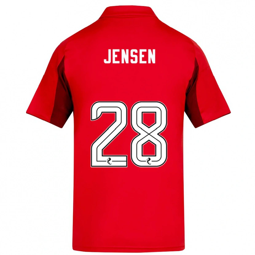 Danxen Kinderen Alexander Jensen #28 Rood Bordeauxrood Thuisshirt Thuistenue 2025/26 T-Shirt