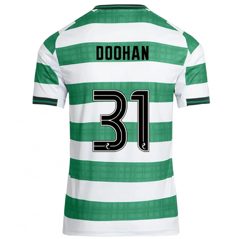 Danxen Kinderen Ross Doohan #31 Groen Wit Thuisshirt Thuistenue 2025/26 T-Shirt