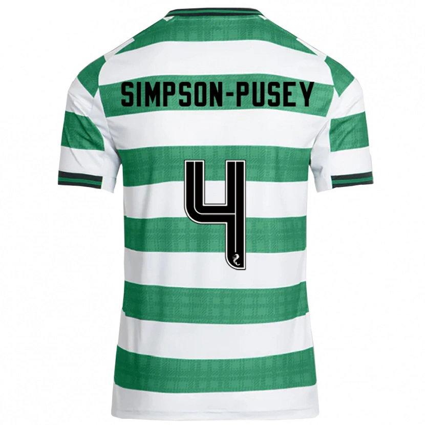Danxen Kinderen Jahmai Simpson-Pusey #4 Groen Wit Thuisshirt Thuistenue 2025/26 T-Shirt
