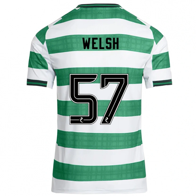 Danxen Kinderen Stephen Welsh #57 Groen Wit Thuisshirt Thuistenue 2025/26 T-Shirt