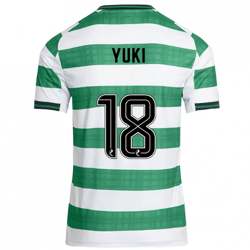 Danxen Kinderen Yuki Kobayashi #18 Groen Wit Thuisshirt Thuistenue 2025/26 T-Shirt
