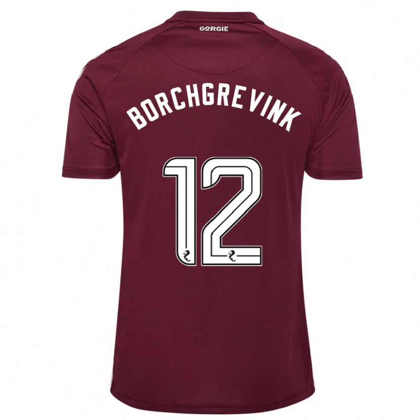 Danxen Kinderen Christian Borchgrevink #12 Bordeauxrood Wit Thuisshirt Thuistenue 2025/26 T-Shirt