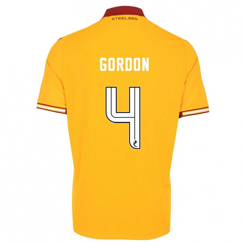 Danxen Kinderen Liam Gordon #4 Geel Bordeauxrood Thuisshirt Thuistenue 2025/26 T-Shirt