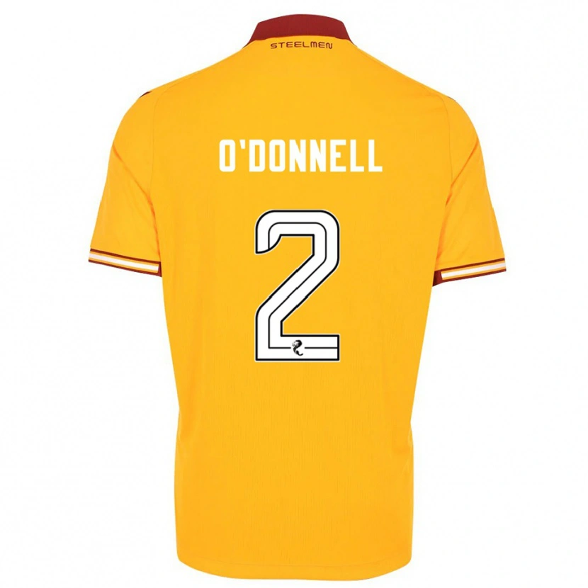 Danxen Kinderen Stephen O'donnell #2 Geel Bordeauxrood Thuisshirt Thuistenue 2025/26 T-Shirt