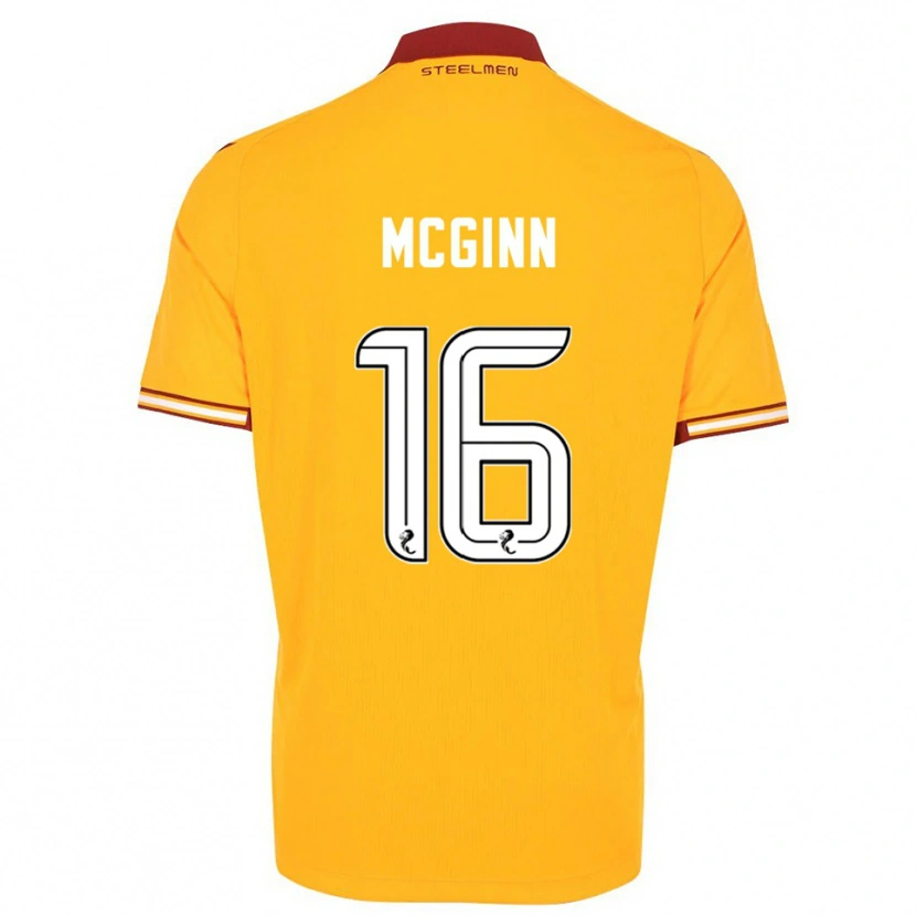 Danxen Kinderen Paul Mcginn #16 Geel Bordeauxrood Thuisshirt Thuistenue 2025/26 T-Shirt