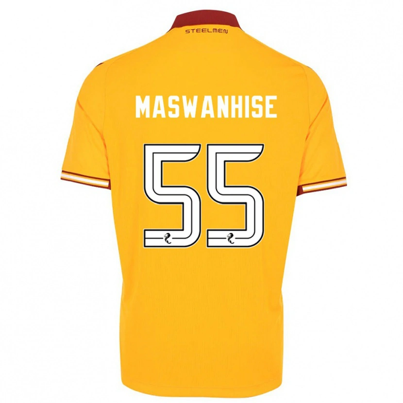 Danxen Kinderen Tawanda Maswanhise #55 Geel Bordeauxrood Thuisshirt Thuistenue 2025/26 T-Shirt