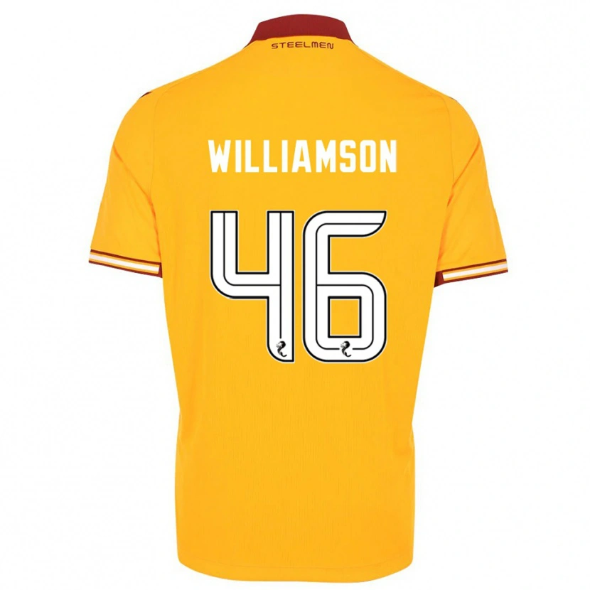 Danxen Kinderen Scott Williamson #46 Geel Bordeauxrood Thuisshirt Thuistenue 2025/26 T-Shirt