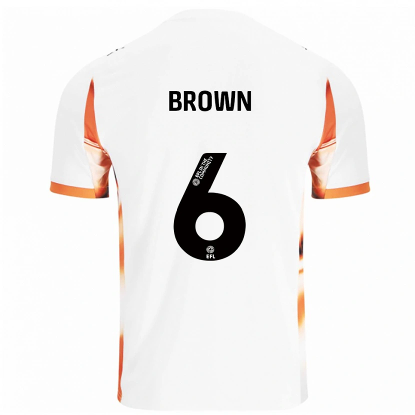Danxen Kinderen Jordan Brown #6 Wit Oranje Zwart Uitshirt Uittenue 2025/26 T-Shirt
