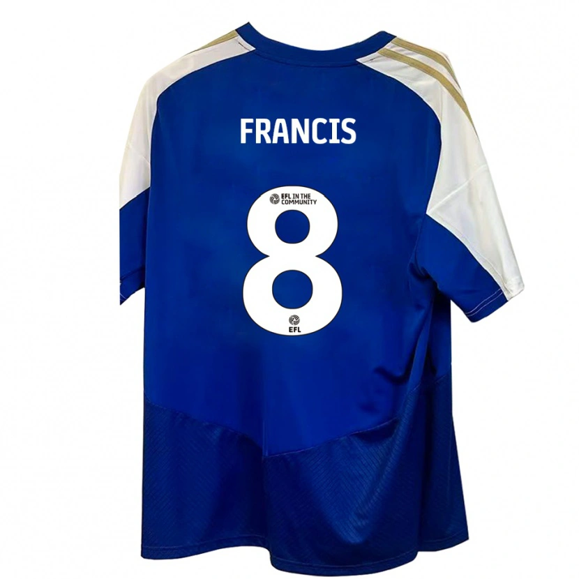 Danxen Kinderen Ed Francis #8 Blauw Wit Goud Uitshirt Uittenue 2025/26 T-Shirt