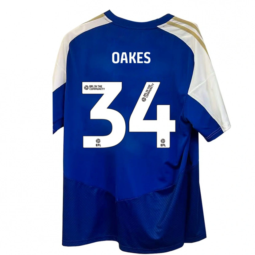 Danxen Kinderen Liam Oakes #34 Blauw Wit Goud Uitshirt Uittenue 2025/26 T-Shirt