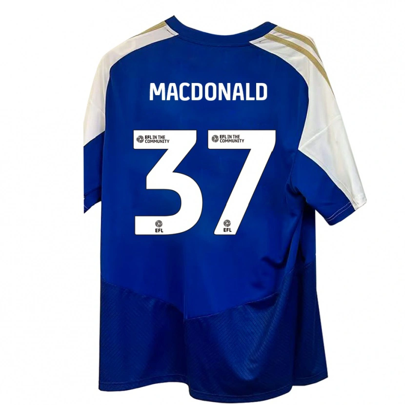 Danxen Kinderen Shaun Macdonald #37 Blauw Wit Goud Uitshirt Uittenue 2025/26 T-Shirt