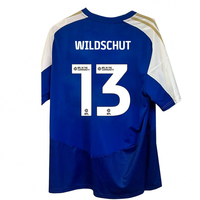 Danxen Kinderen Yanic Wildschut #13 Blauw Wit Goud Uitshirt Uittenue 2025/26 T-Shirt