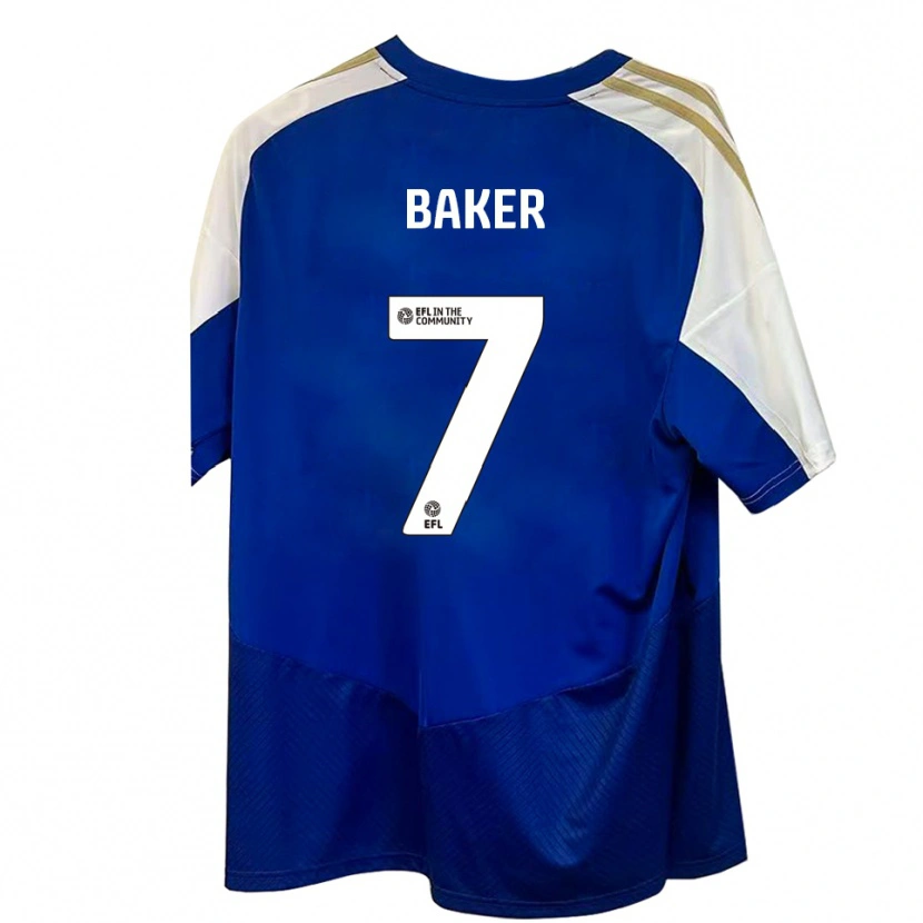 Danxen Kinderen Phoebe Baker #7 Blauw Wit Goud Uitshirt Uittenue 2025/26 T-Shirt