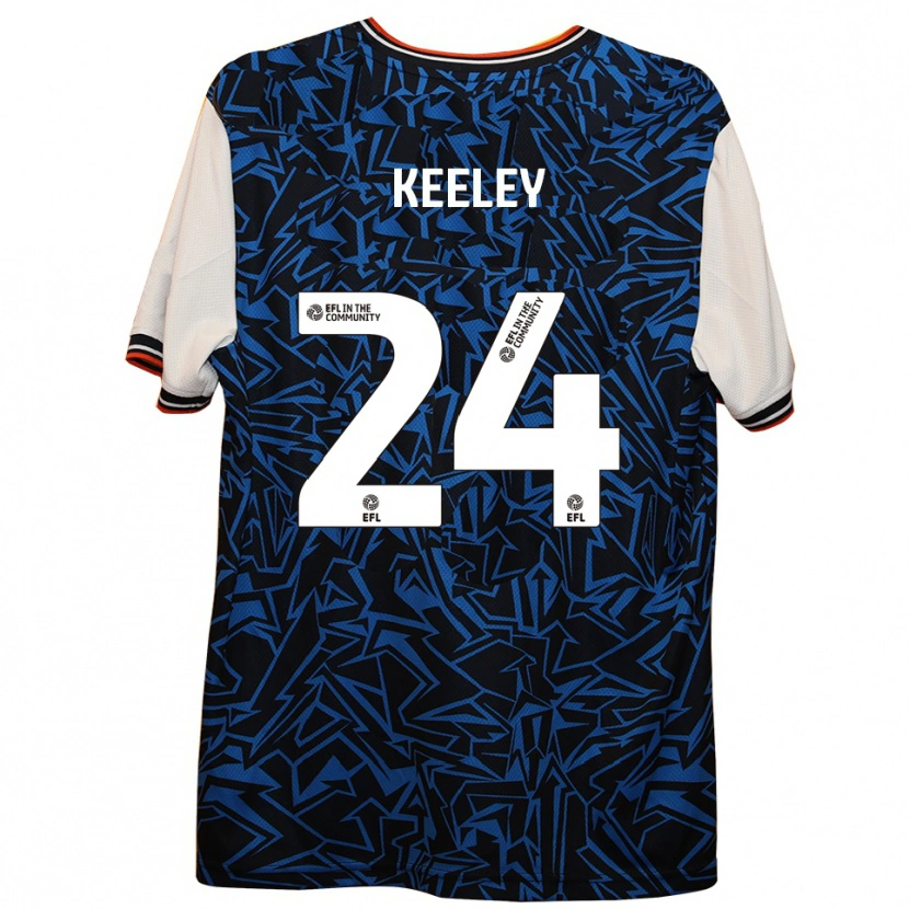 Danxen Kinderen Josh Keeley #24 Blauw Zwart Wit Uitshirt Uittenue 2025/26 T-Shirt