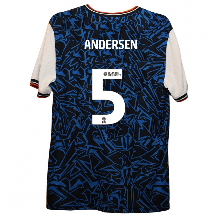 Danxen Kinderen Mads Andersen #5 Blauw Zwart Wit Uitshirt Uittenue 2025/26 T-Shirt
