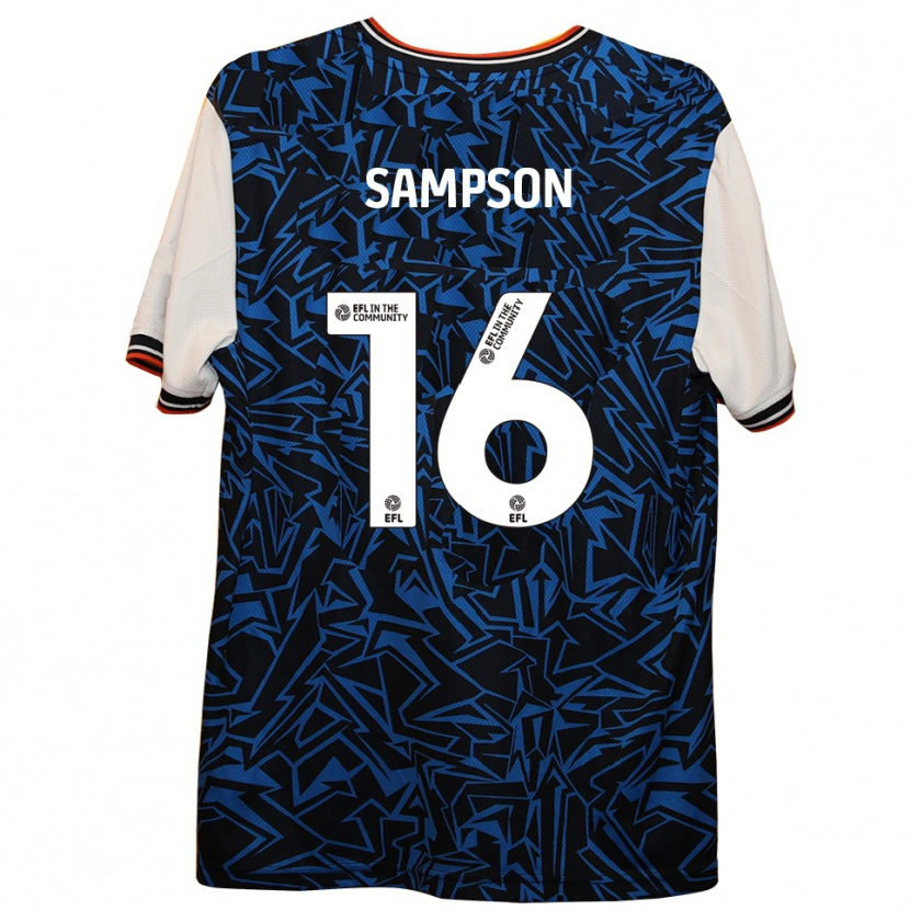 Danxen Kinderen Enoch Sampson #16 Blauw Zwart Wit Uitshirt Uittenue 2025/26 T-Shirt