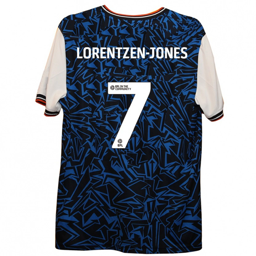 Danxen Kinderen Jack Lorentzen-Jones #7 Blauw Zwart Wit Uitshirt Uittenue 2025/26 T-Shirt