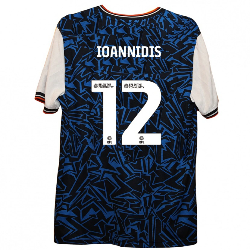 Danxen Kinderen Zacharias Ioannidis #12 Blauw Zwart Wit Uitshirt Uittenue 2025/26 T-Shirt