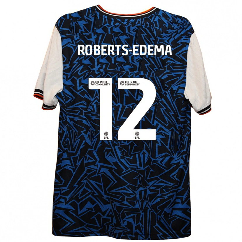 Danxen Kinderen Kyron Roberts-Edema #12 Blauw Zwart Wit Uitshirt Uittenue 2025/26 T-Shirt