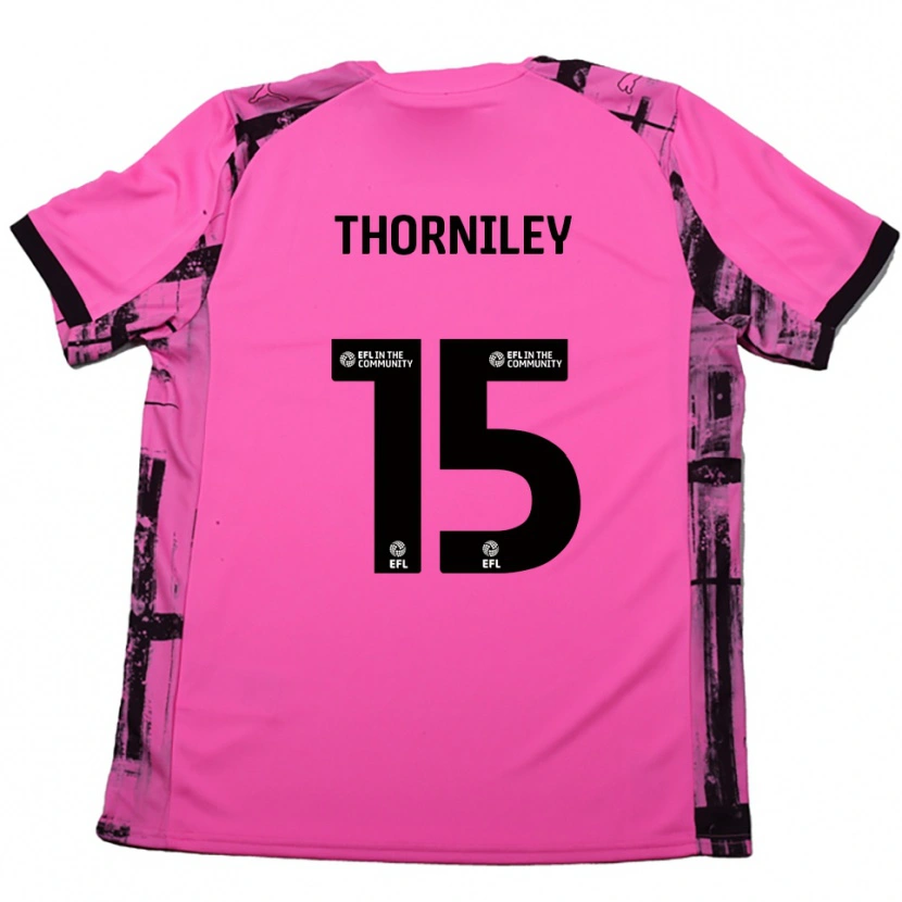 Danxen Kinderen Jordan Thorniley #15 Roosrood Zwart Uitshirt Uittenue 2025/26 T-Shirt