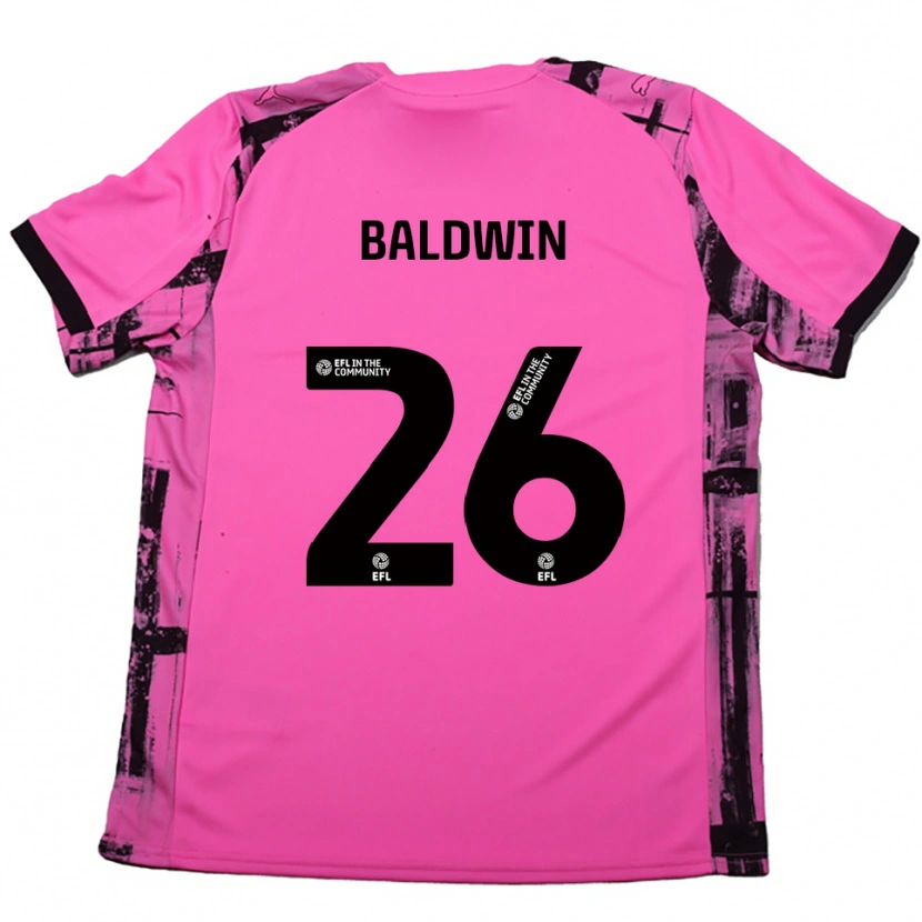 Danxen Kinderen Jack Baldwin #26 Roosrood Zwart Uitshirt Uittenue 2025/26 T-Shirt
