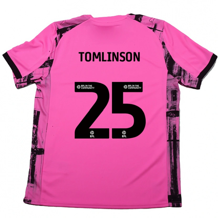 Danxen Kinderen Josh Tomlinson #25 Roosrood Zwart Uitshirt Uittenue 2025/26 T-Shirt