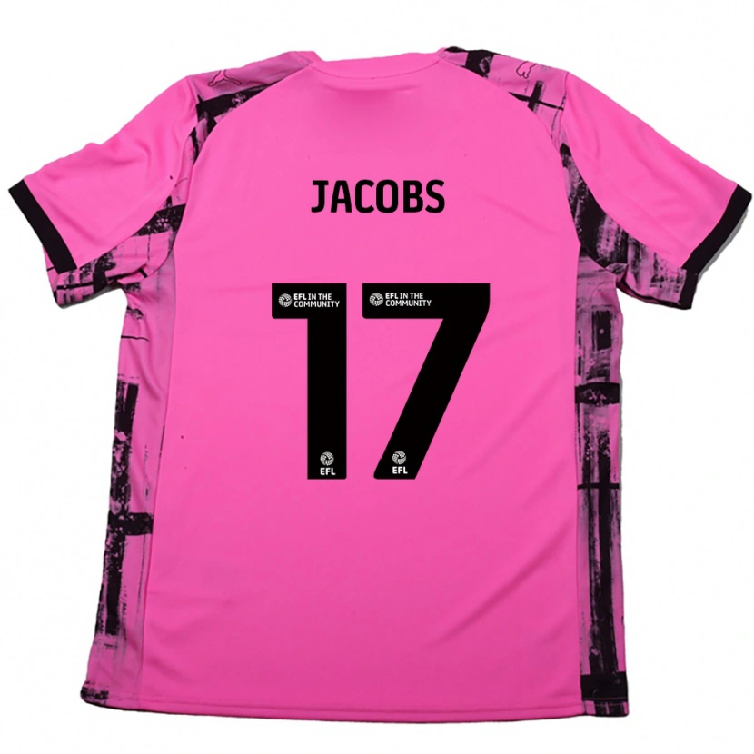 Danxen Kinderen Michael Jacobs #17 Roosrood Zwart Uitshirt Uittenue 2025/26 T-Shirt