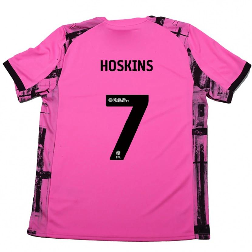 Danxen Kinderen Sam Hoskins #7 Roosrood Zwart Uitshirt Uittenue 2025/26 T-Shirt