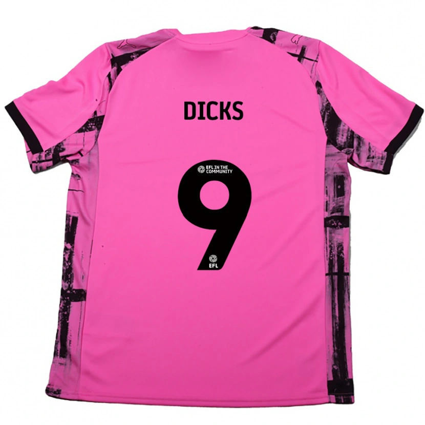 Danxen Kinderen Alexandra Dicks #9 Roosrood Zwart Uitshirt Uittenue 2025/26 T-Shirt