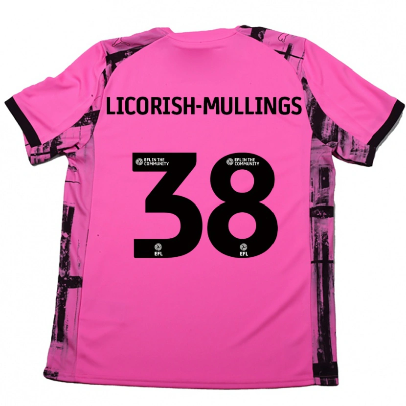 Danxen Kinderen Kiantay Licorish-Mullings #38 Roosrood Zwart Uitshirt Uittenue 2025/26 T-Shirt