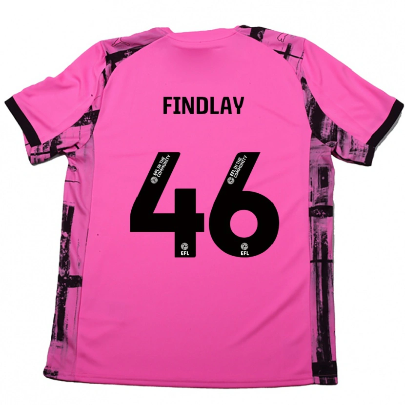 Danxen Kinderen Freddie Findlay #46 Roosrood Zwart Uitshirt Uittenue 2025/26 T-Shirt
