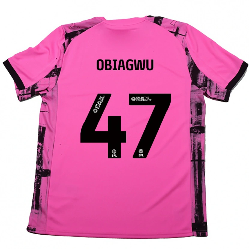 Danxen Kinderen Fran Obiagwu #47 Roosrood Zwart Uitshirt Uittenue 2025/26 T-Shirt