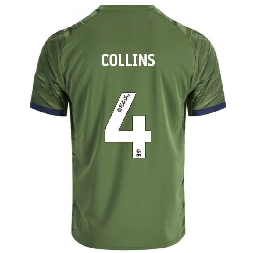 Danxen Kinderen Archie Collins #4 Groen Wit Uitshirt Uittenue 2025/26 T-Shirt