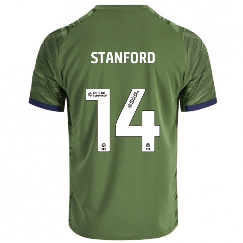Danxen Kinderen Jessica Stanford #14 Groen Wit Uitshirt Uittenue 2025/26 T-Shirt